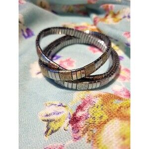 Milor Stainless Steel Tri-Color Glitter Stretchy Band Bracelets Set of 3
